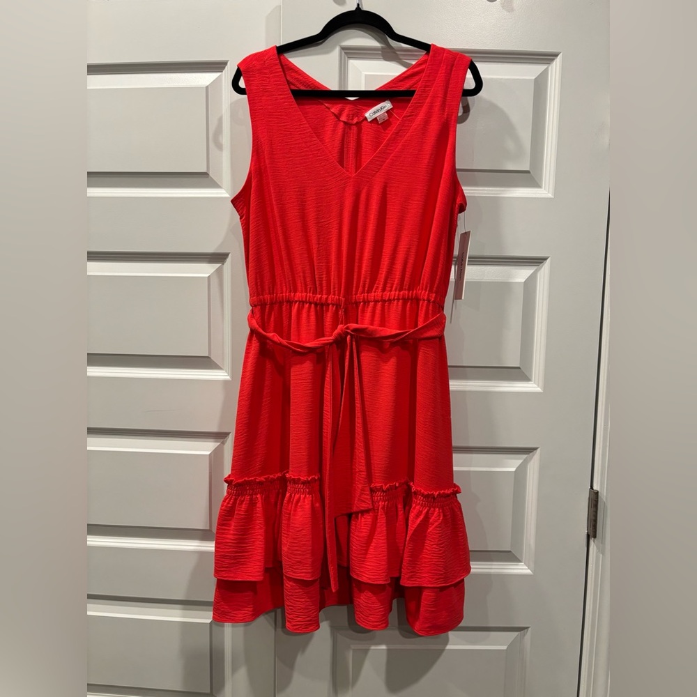 Calvin Klein Sleeveless Dress Coral size 14 NWT
